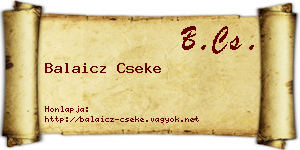 Balaicz Cseke névjegykártya